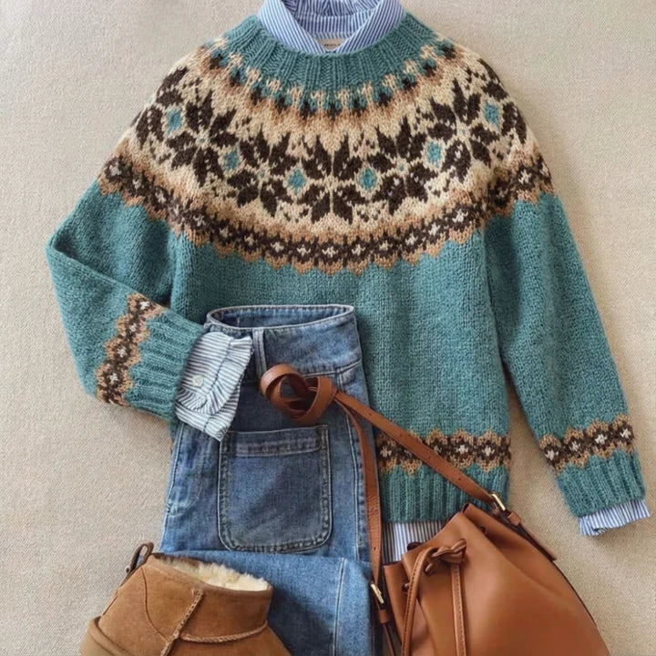 Millicent | Women's Blue Fair Isle Knit Jumper