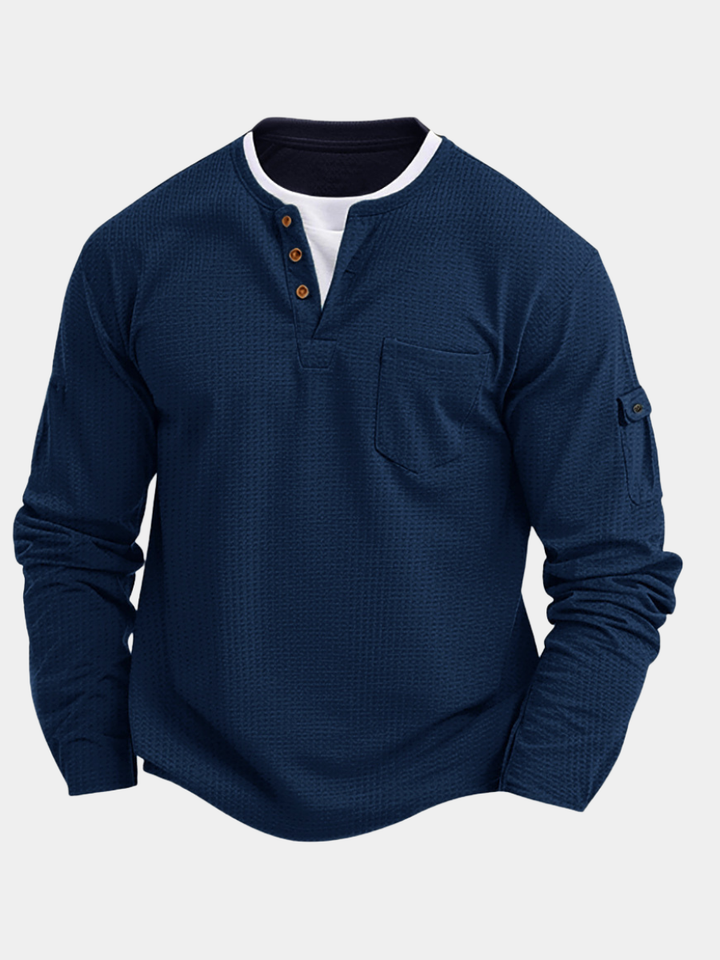 Graham | Men’s Textured Long-Sleeve Henley Top