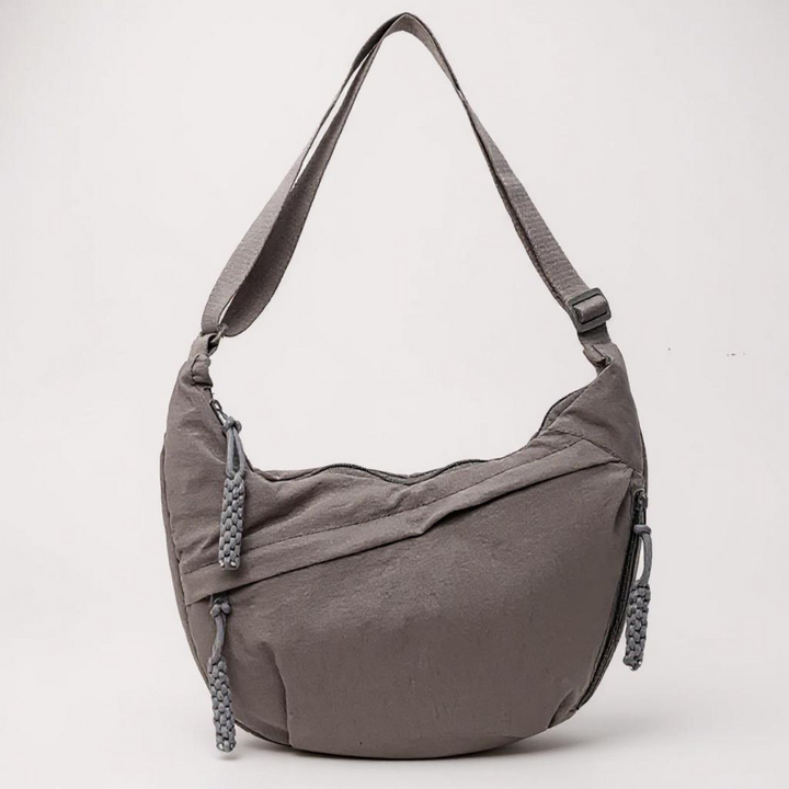 Chiara | Grey Crescent Shoulder Bag with Adjustable Strap