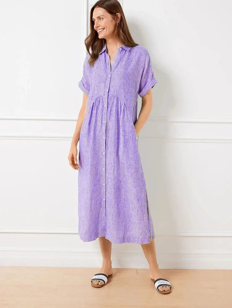 Clara | Relaxed Striped Button Dress