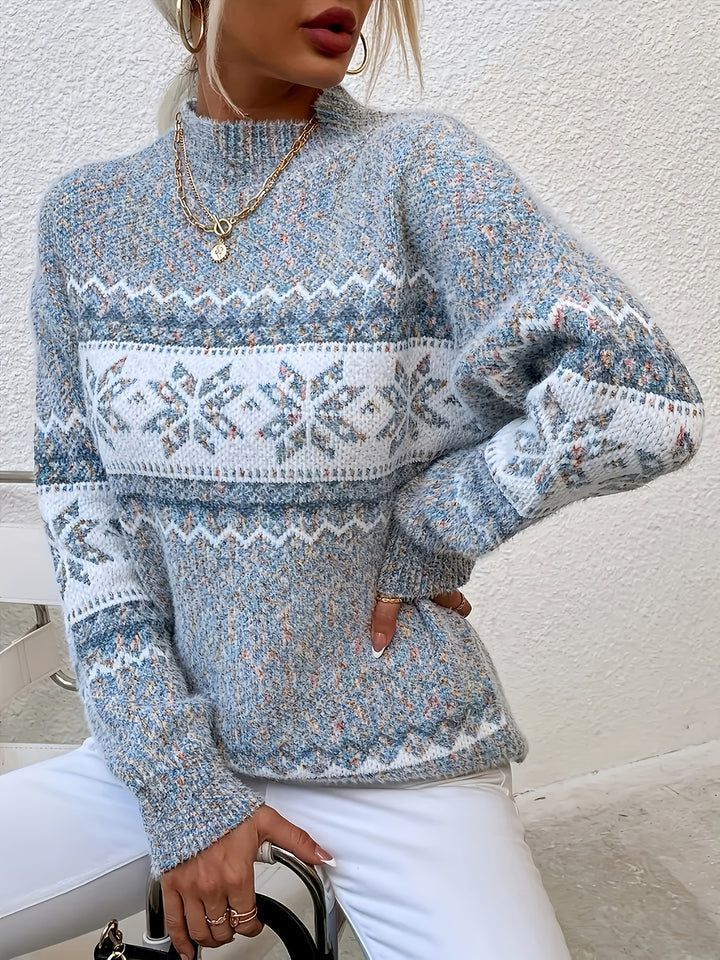 Sienna | Geometric Pattern Round-Neck Jumper