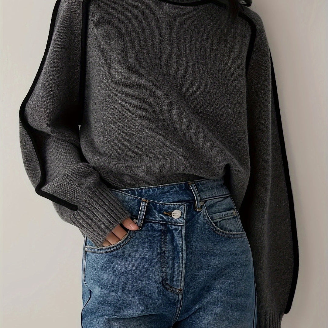 Clara | Colour Block Round-Neck Pullover Sweater