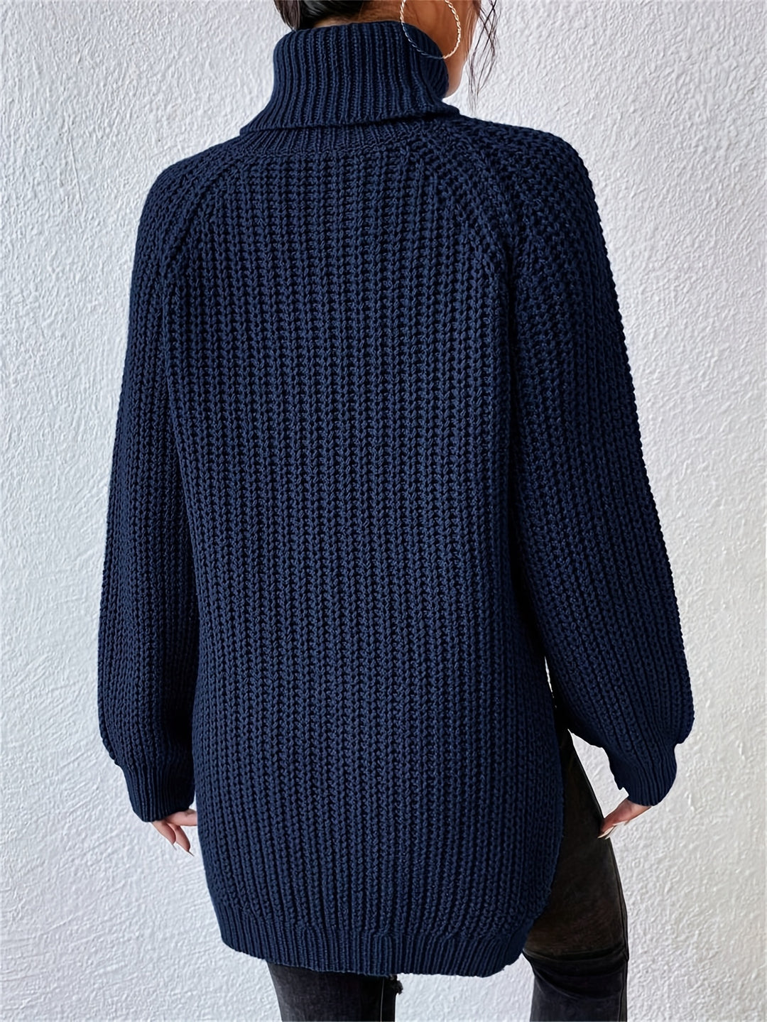 Marlowe | High-Neck Slit-Hem Ribbed Jumper