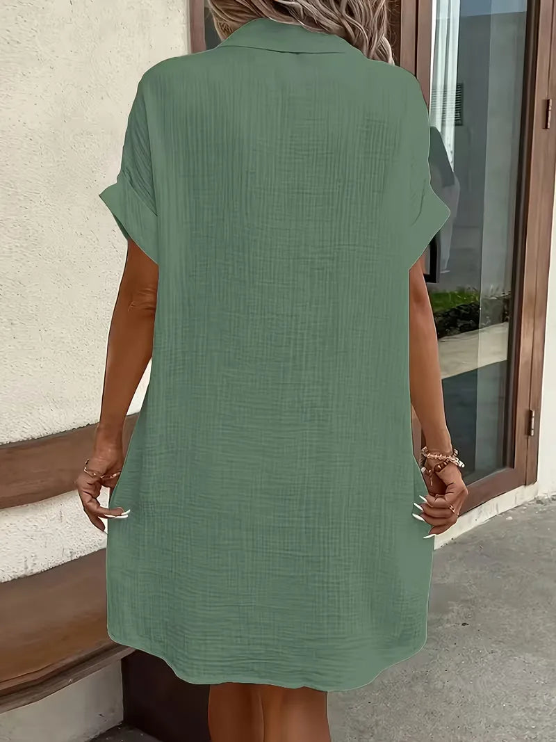 Marlena | Cotton Gauze Button-Front Shirt Dress