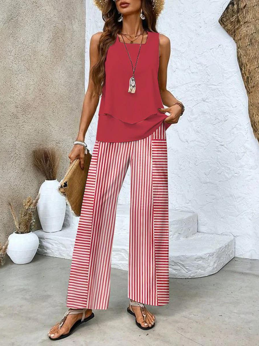 Liora | Layered Top & Wide-Leg Trouser Set
