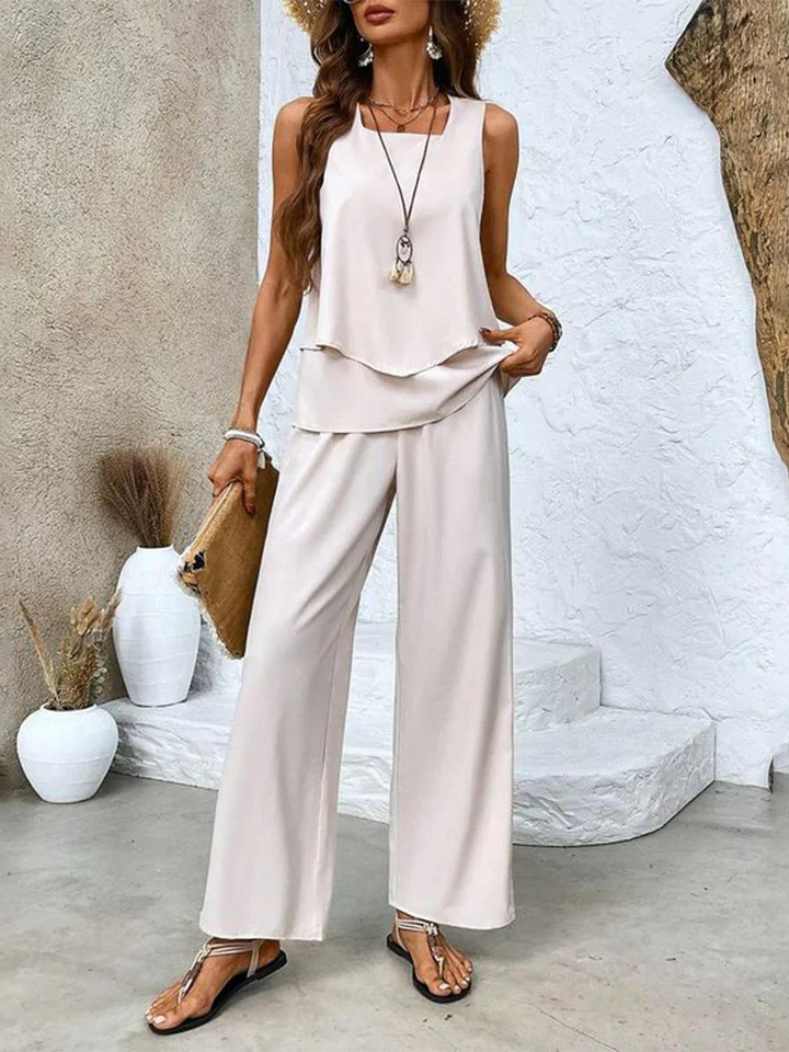 Liora | Layered Top & Wide-Leg Trouser Set