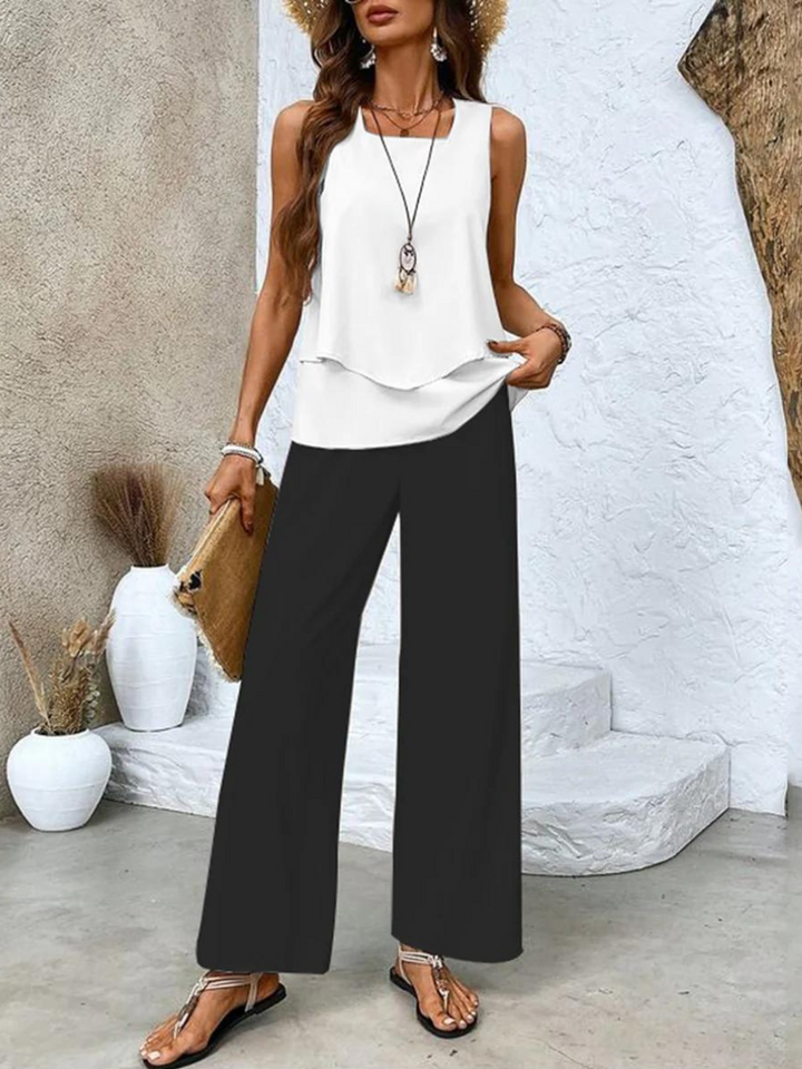 Liora | Layered Top & Wide-Leg Trouser Set