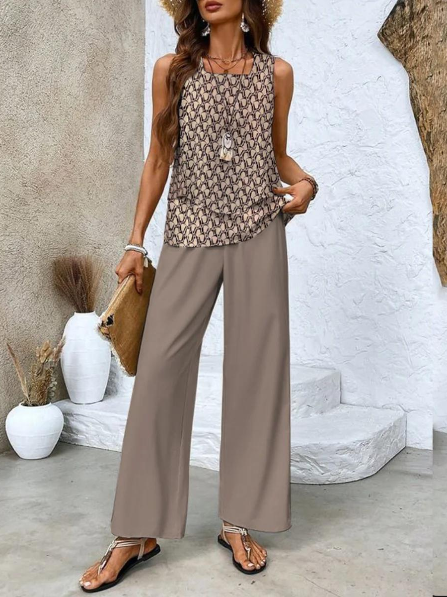 Liora | Layered Top & Wide-Leg Trouser Set
