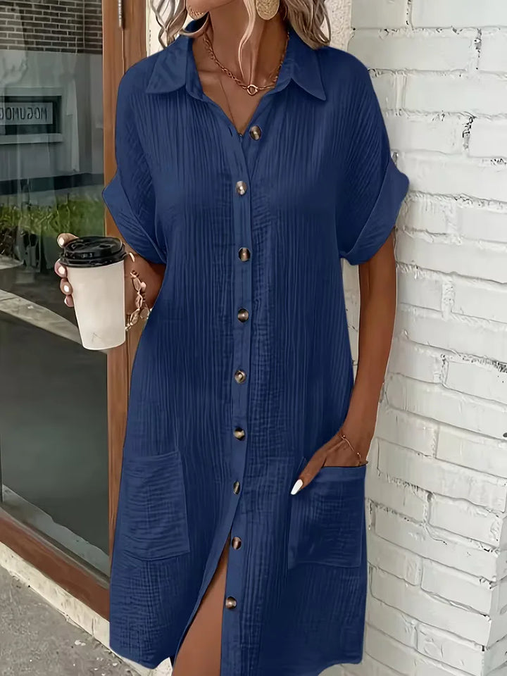 Marlena | Cotton Gauze Button-Front Shirt Dress