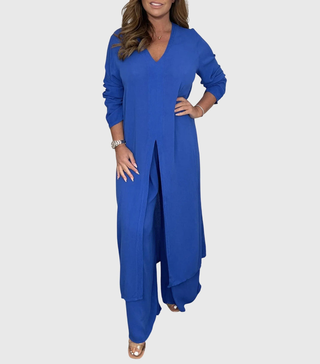 Noemi | Open-Front Cardigan & Wide-Leg Trouser Set