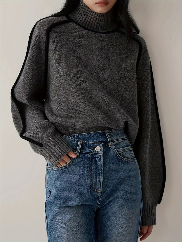 Clara | Colour Block Round-Neck Pullover Sweater