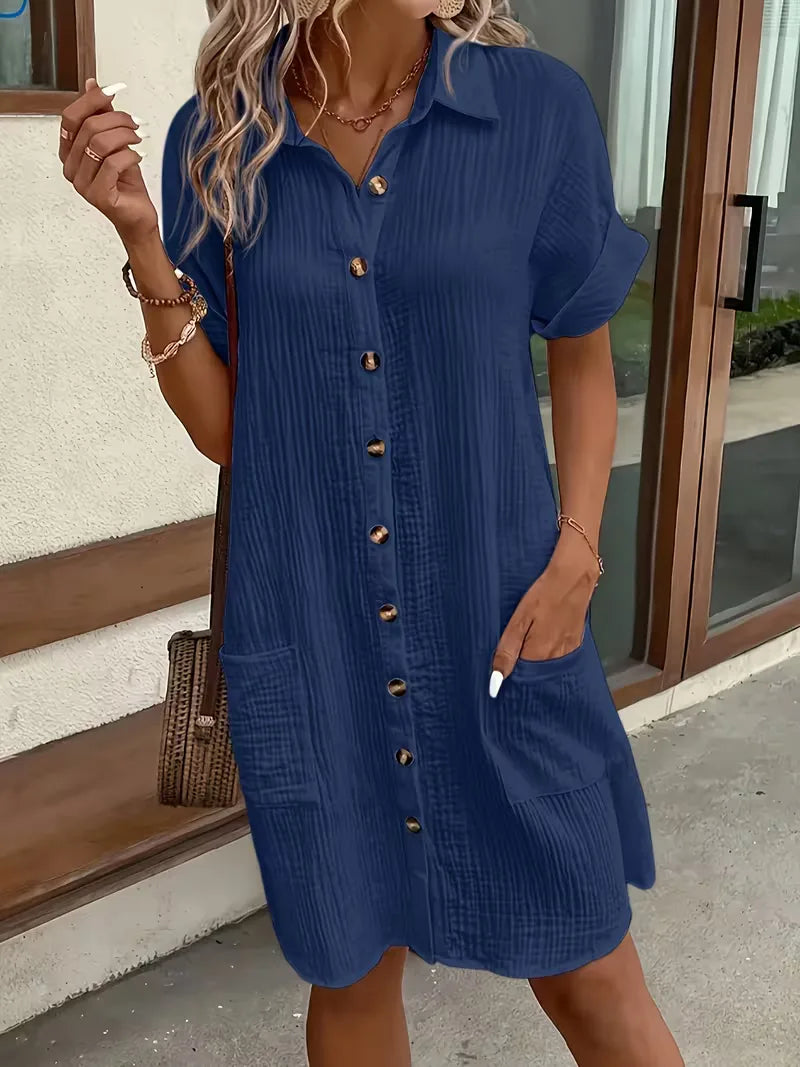 Marlena | Cotton Gauze Button-Front Shirt Dress