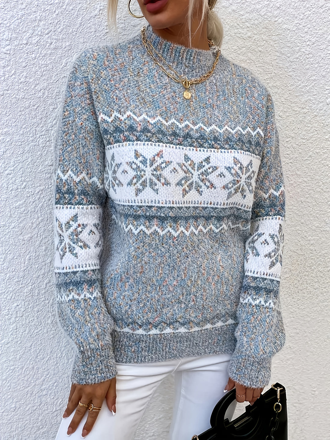 Sienna | Geometric Pattern Round-Neck Jumper