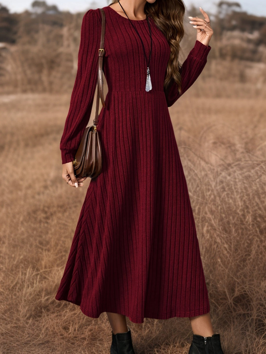 Valencia | Striped Long-Sleeve Maxi Dress