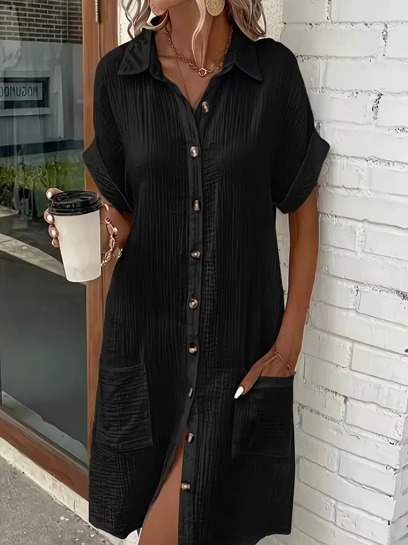 Marlena | Cotton Gauze Button-Front Shirt Dress