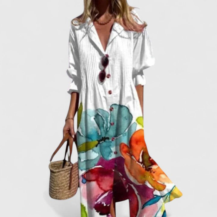 Aurelia | Floral Button-Front Maxi Dress