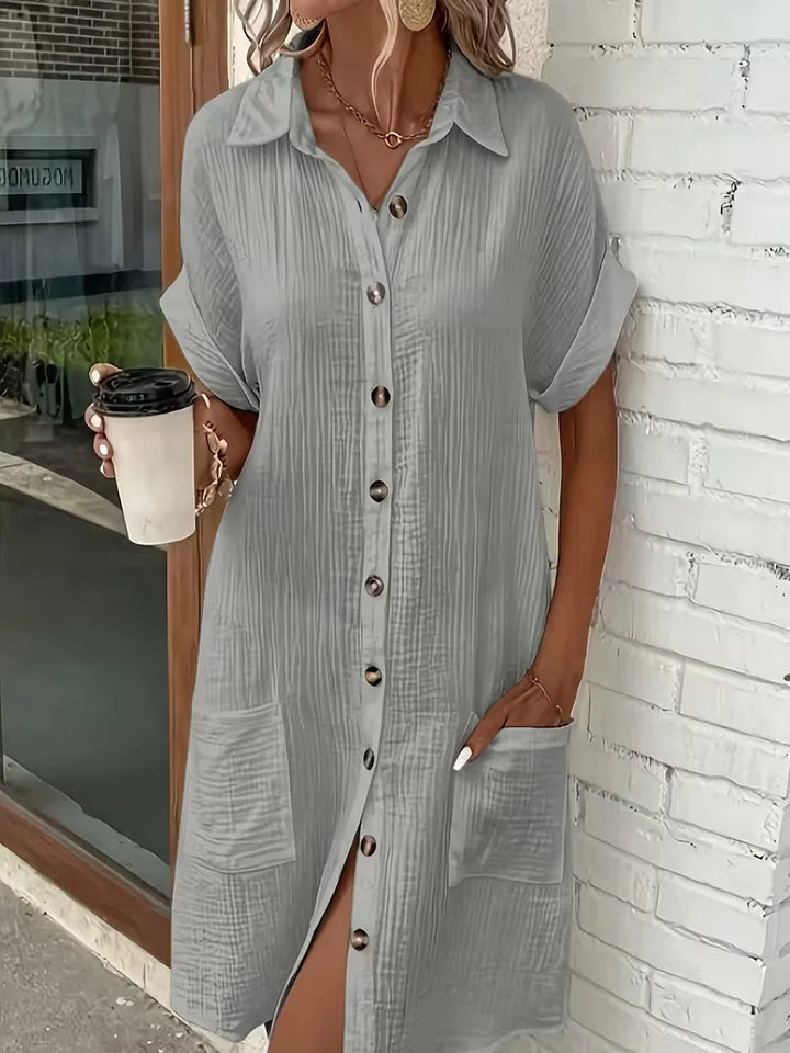 Marlena | Cotton Gauze Button-Front Shirt Dress