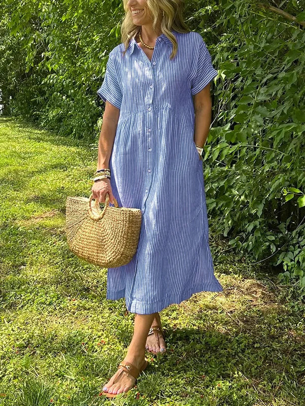 Clara | Relaxed Striped Button Dress