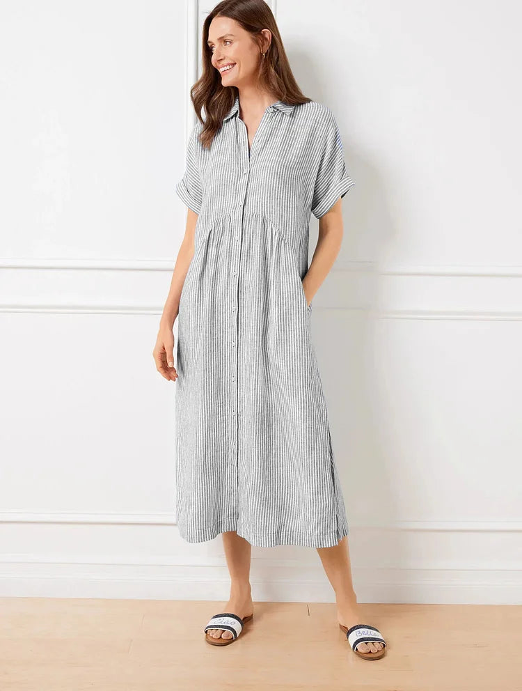 Clara | Relaxed Striped Button Dress