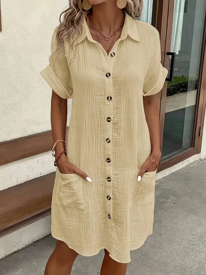 Marlena | Cotton Gauze Button-Front Shirt Dress