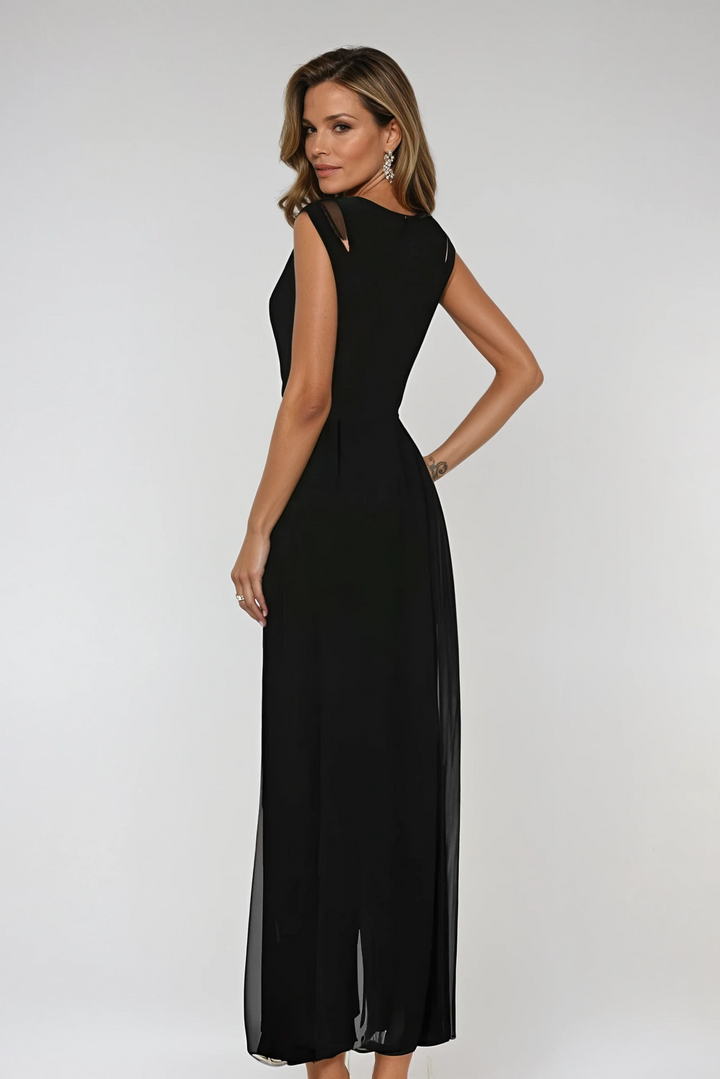 Evelisse | Sleeveless Layered Maxi Evening Dress