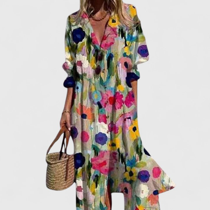 Aurelia | Floral Button-Front Maxi Dress