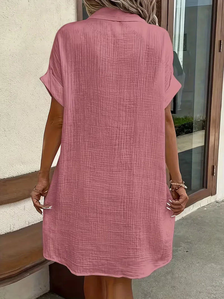 Marlena | Cotton Gauze Button-Front Shirt Dress