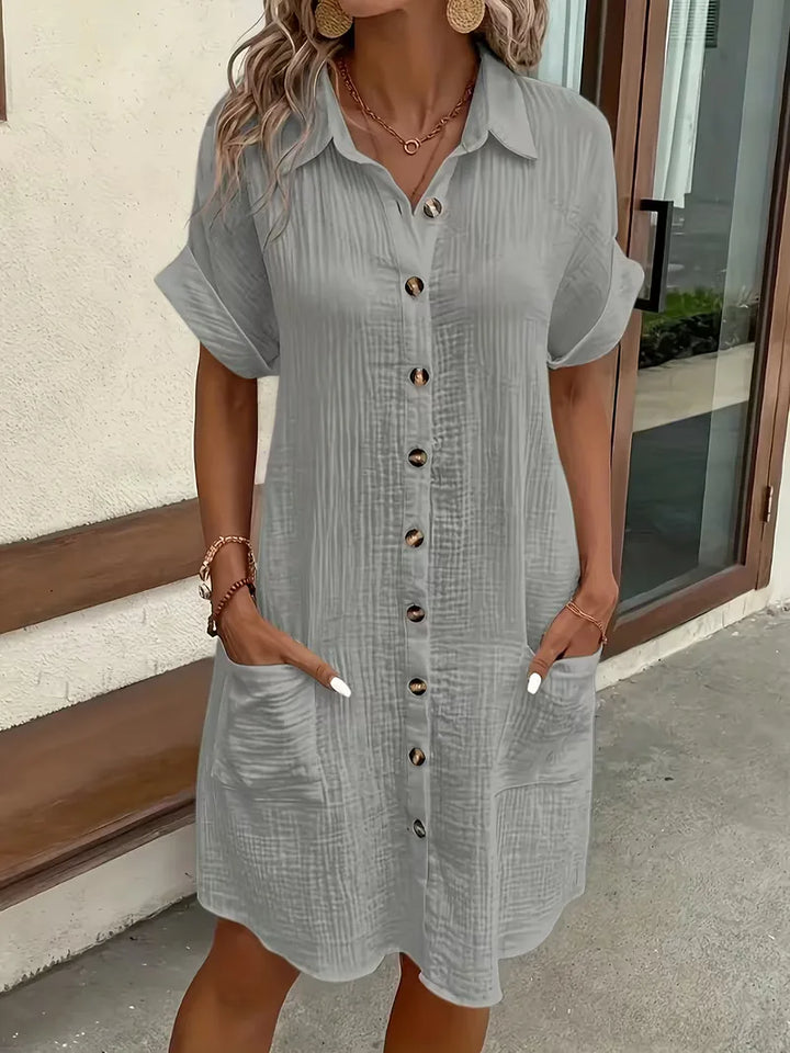 Marlena | Cotton Gauze Button-Front Shirt Dress
