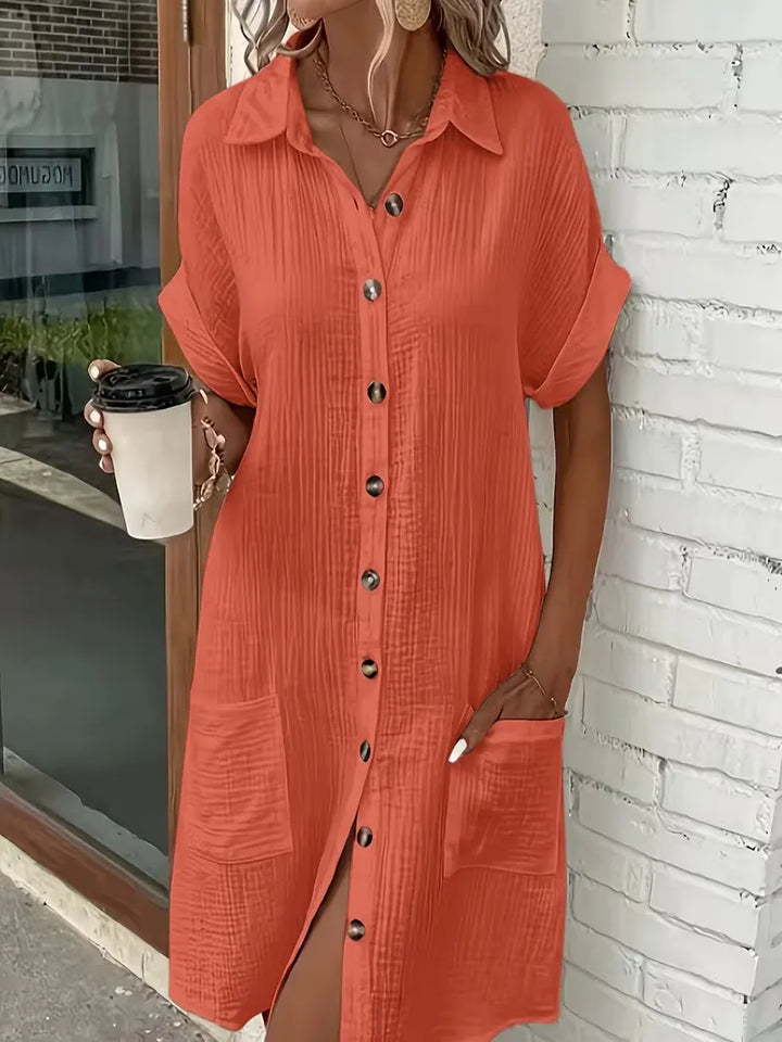 Marlena | Cotton Gauze Button-Front Shirt Dress