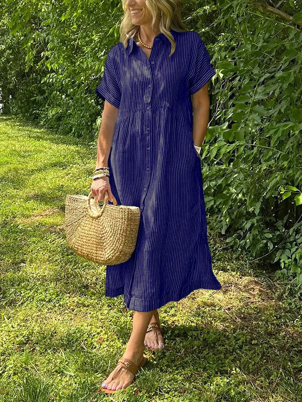 Clara | Relaxed Striped Button Dress