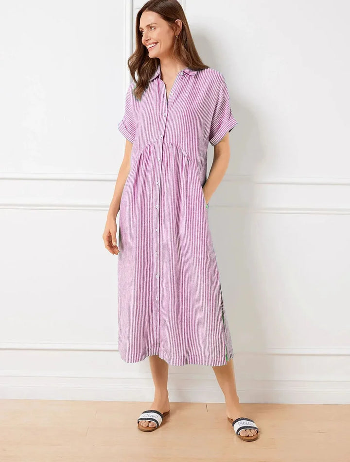 Clara | Relaxed Striped Button Dress