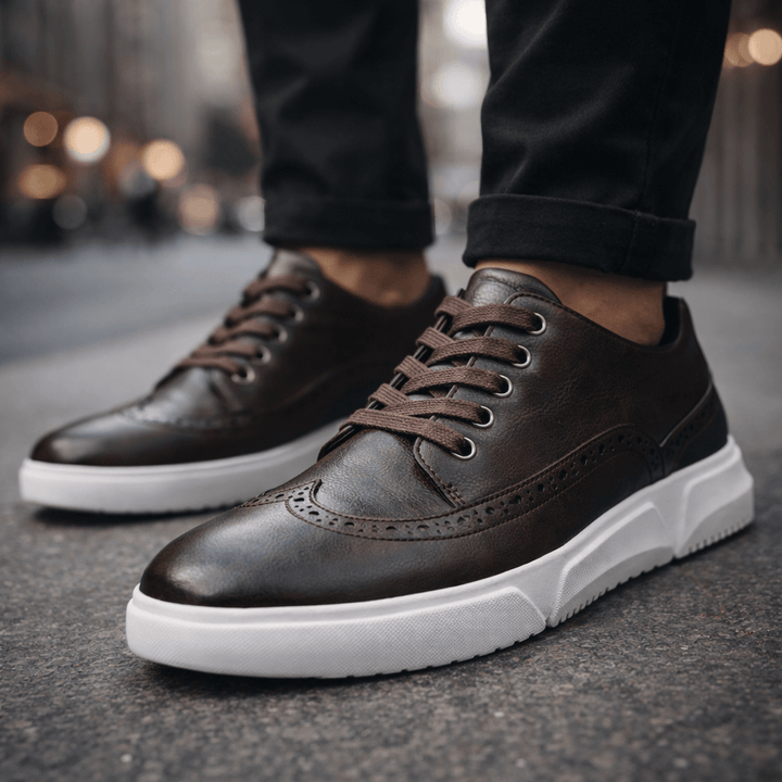 Calver | Men’s Brogue-Detail Lace-Up Trainers