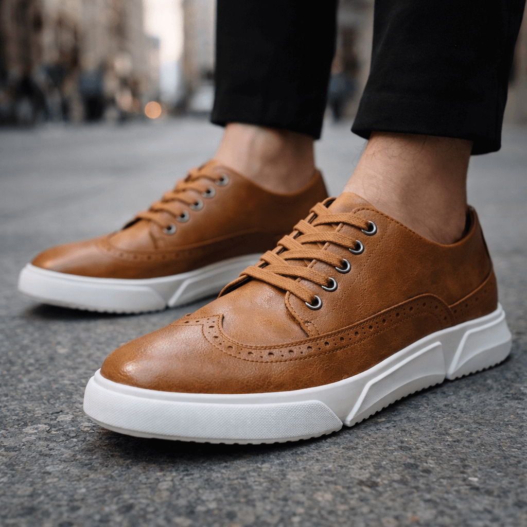 Calver | Men’s Brogue-Detail Lace-Up Trainers