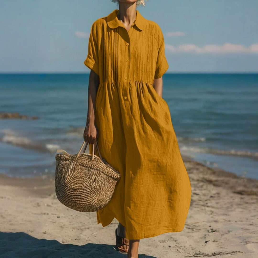 Anna | White Relaxed Maxi Shirt Dress