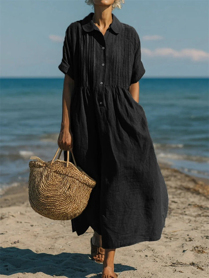 Anna | White Relaxed Maxi Shirt Dress
