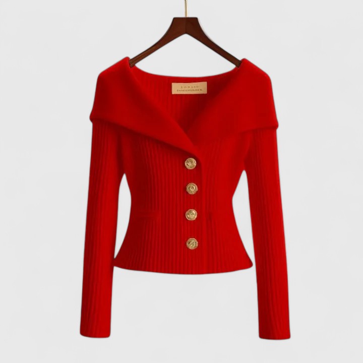 KARIS™ – Off-Shoulder Button Knit Jacket