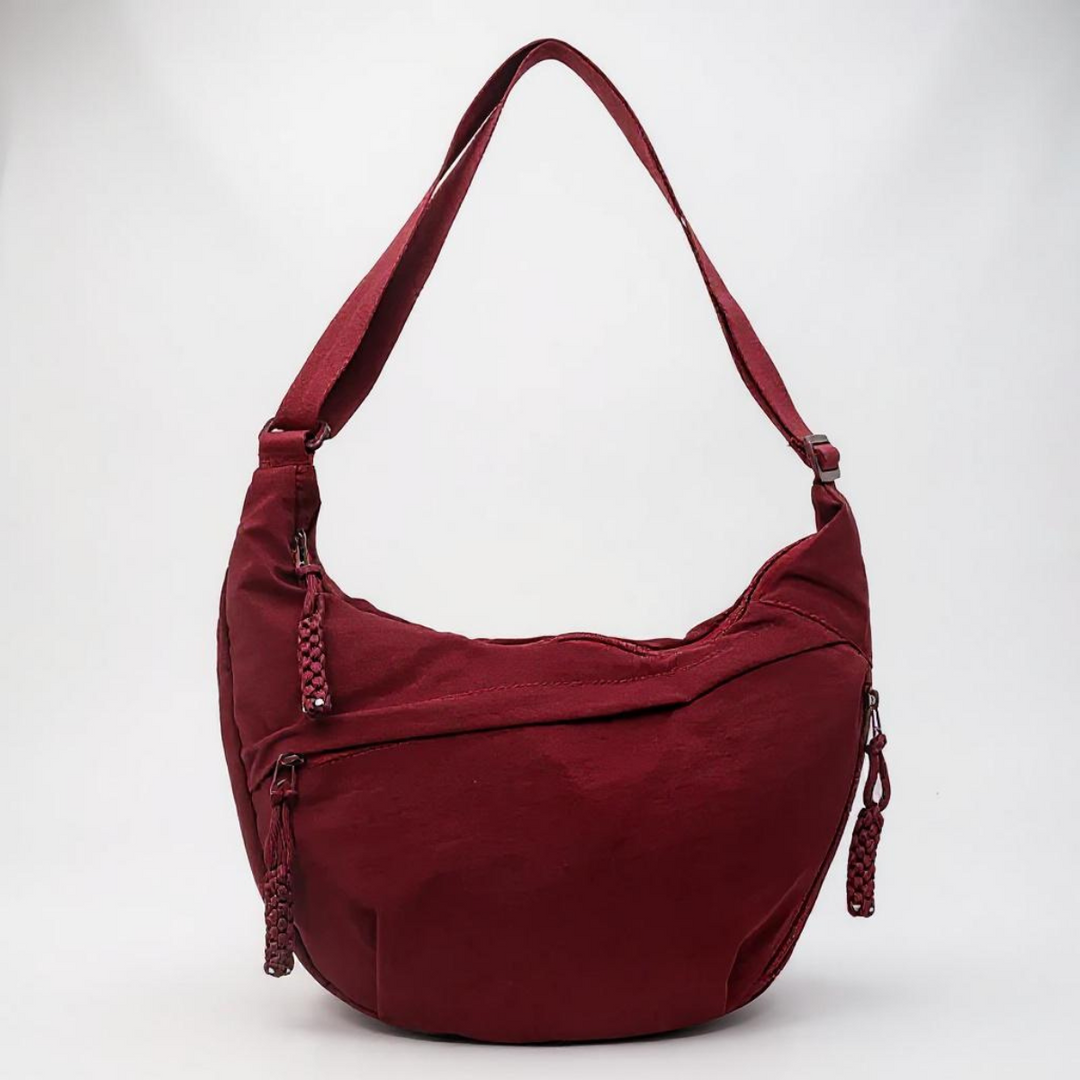 Rosa | Burgundy Crescent Shoulder Bag with Adjustable Strap