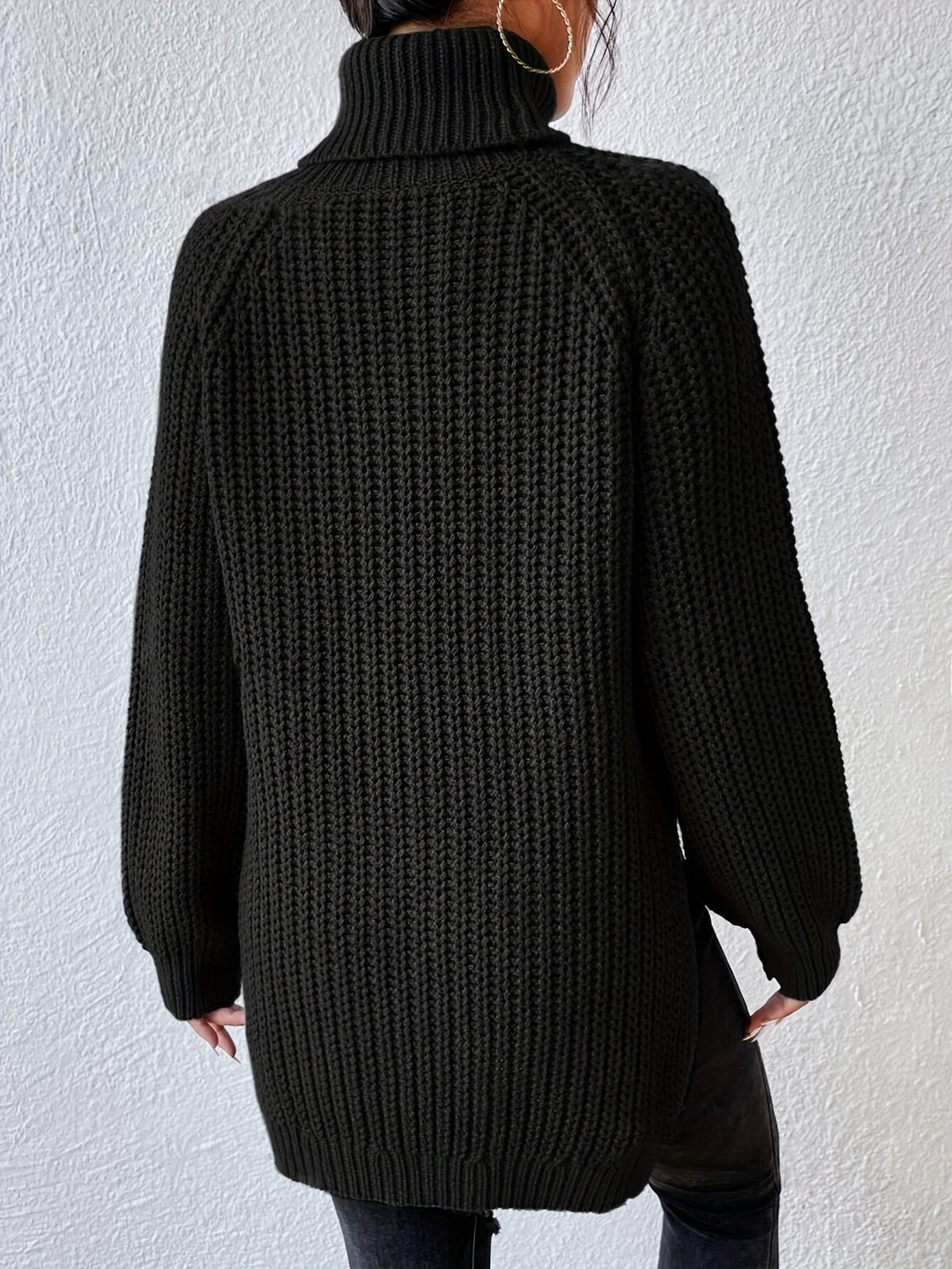 Marlowe | High-Neck Slit-Hem Ribbed Jumper