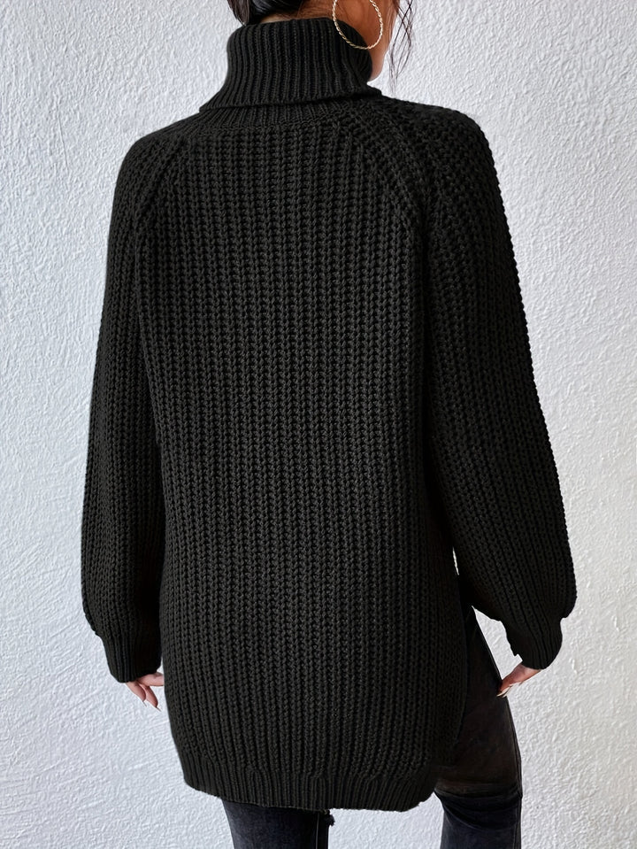 Marlowe | High-Neck Slit-Hem Ribbed Jumper