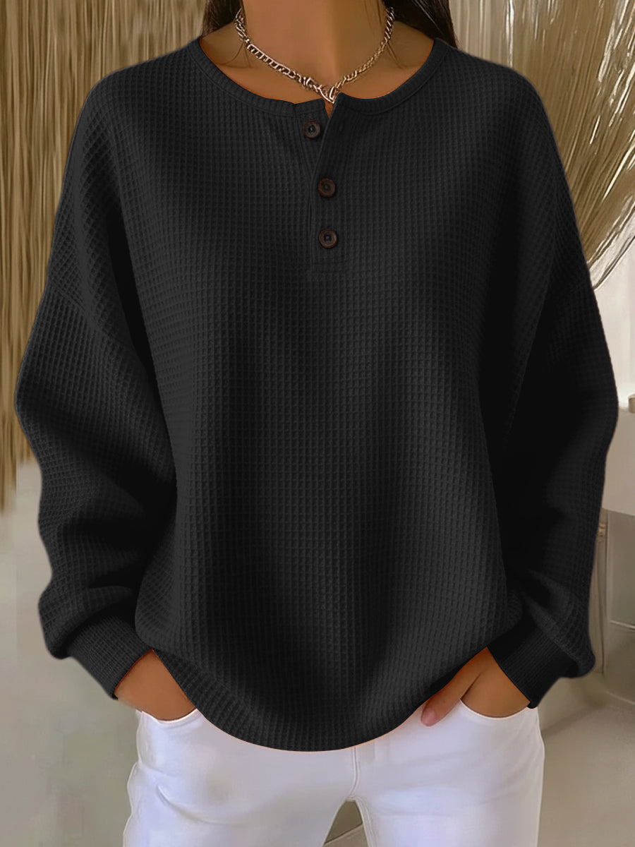 Leonie | Relaxed Henley Sweatshirt