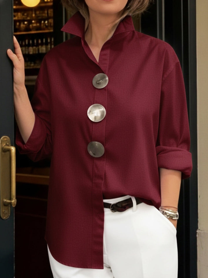 Stellara | Stand Collar Button Blouse