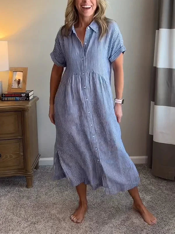 Clara | Relaxed Striped Button Dress