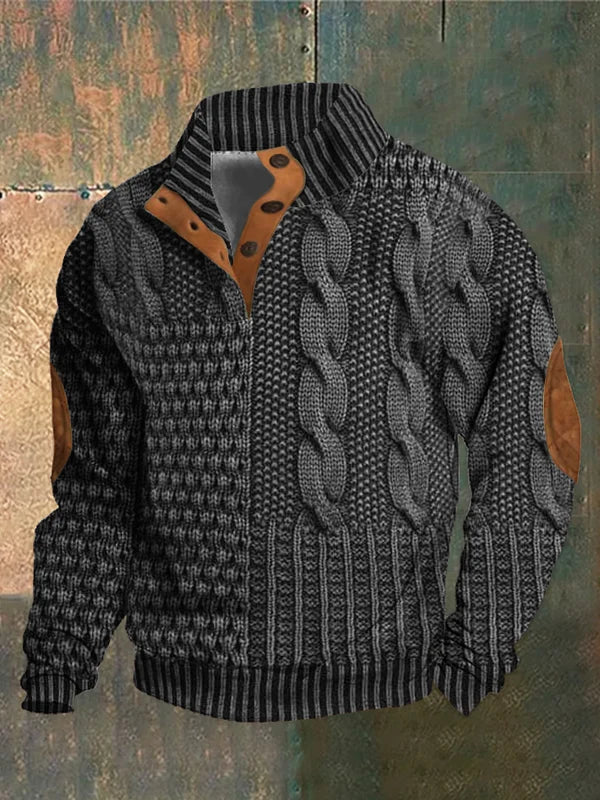 Orson | Men’s Patchwork Knit Crew Neck Jumper