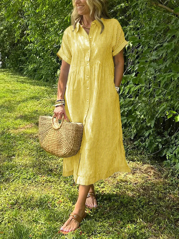 Clara | Relaxed Striped Button Dress