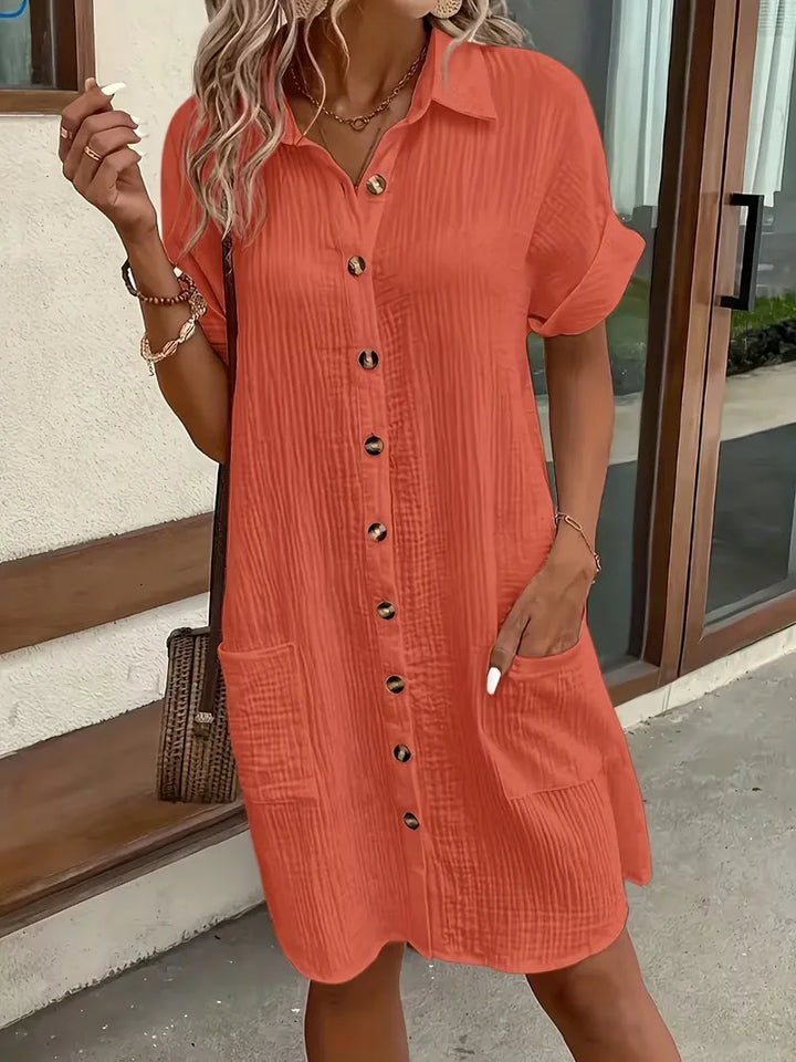 Marlena | Cotton Gauze Button-Front Shirt Dress