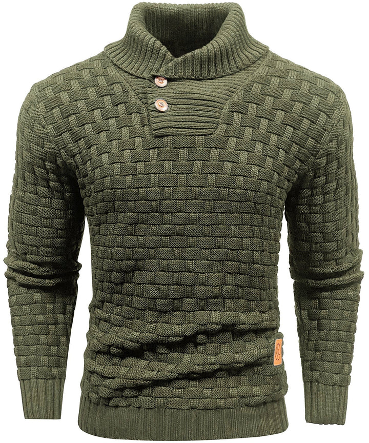 Callum | Men’s Textured Button-Collar Knit Pullover