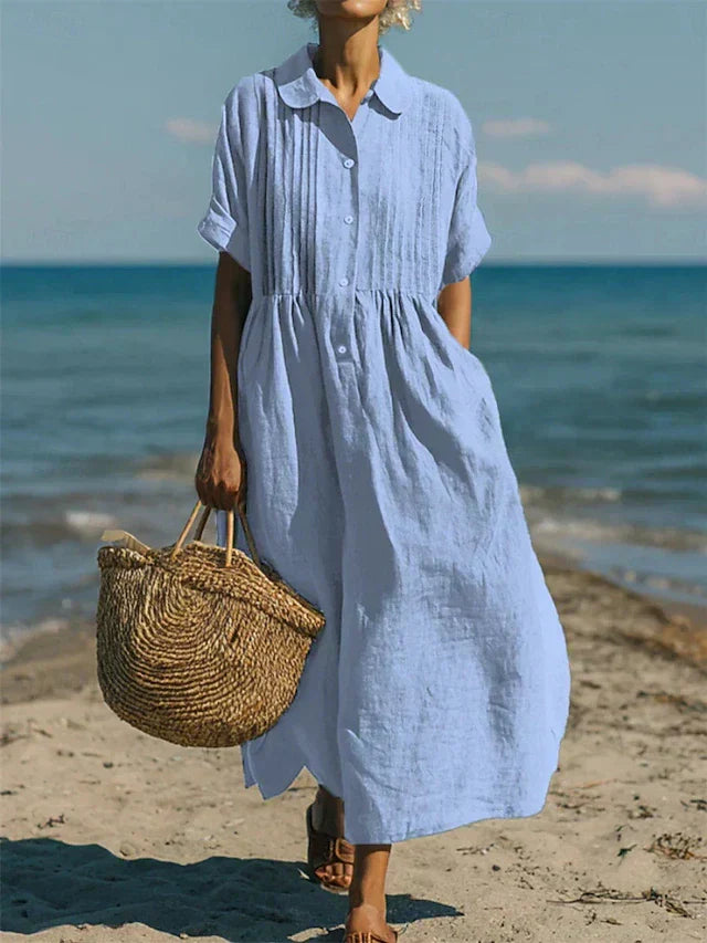 Anna | White Relaxed Maxi Shirt Dress