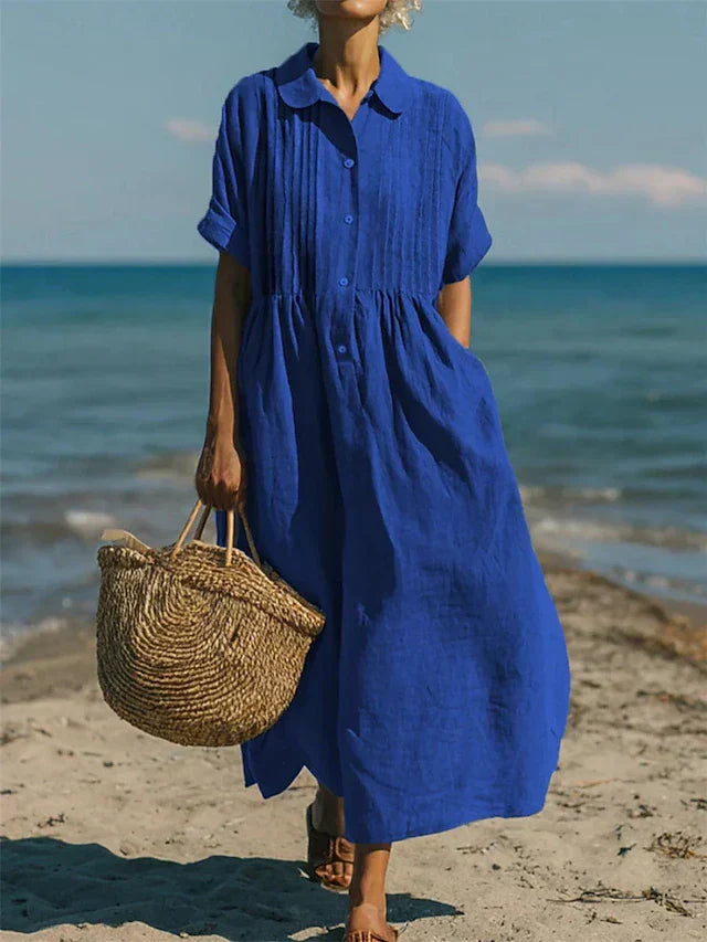 Anna | White Relaxed Maxi Shirt Dress