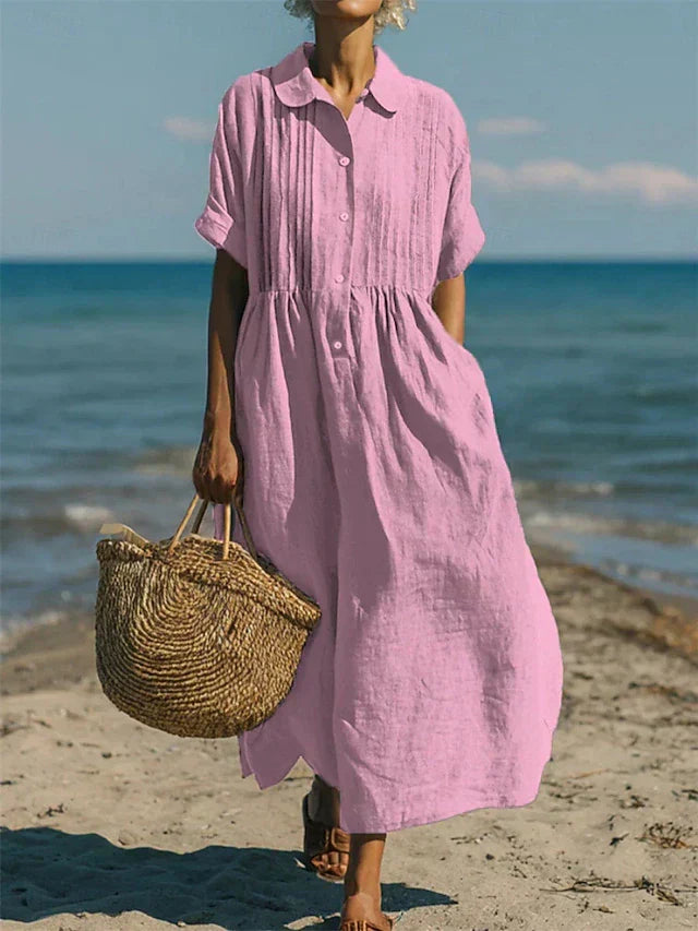 Anna | White Relaxed Maxi Shirt Dress