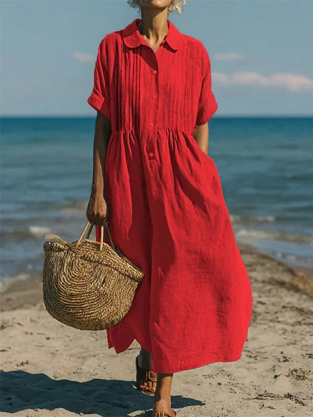 Anna | White Relaxed Maxi Shirt Dress